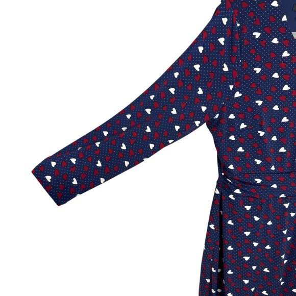 Talbots Blue red and white polka dot and hearts long sleeve dress Size 12P - Picture 9 of 14